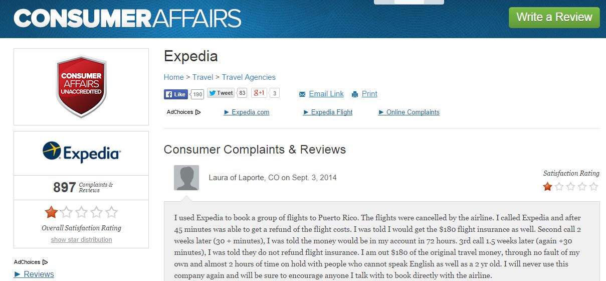 897 Complaints on Expedia